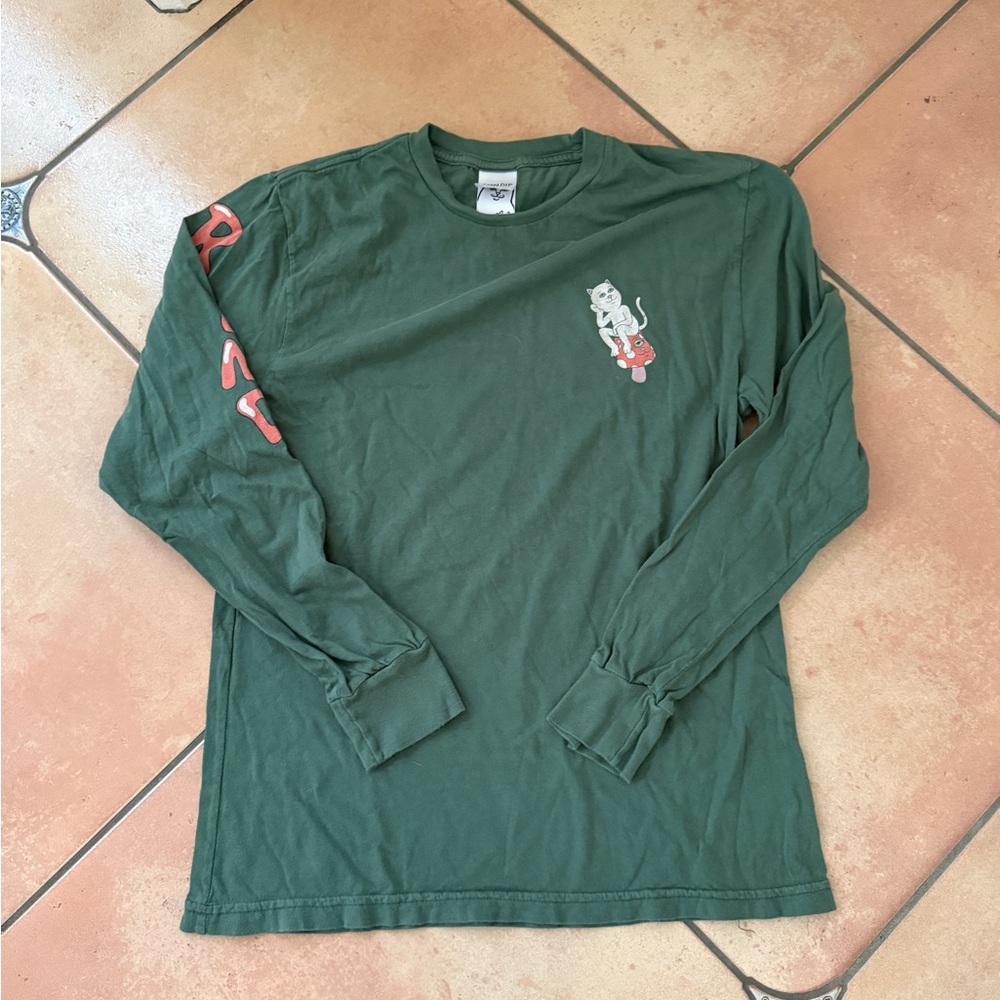 Ripndip Green Long Sleeve Tee with Logo